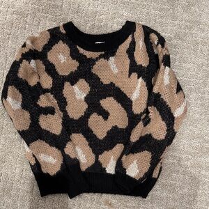 GB Girls Black and Tan Leopard Sweater
